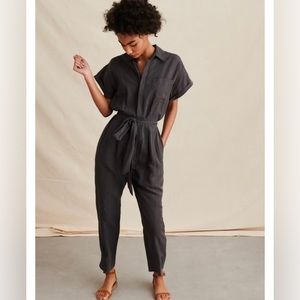 Alex Mill Short Sleeve Drapey Jumpsuit, Size Medium, Grey